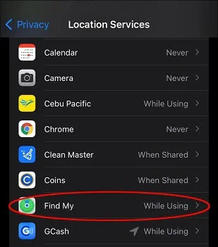 find my in location services