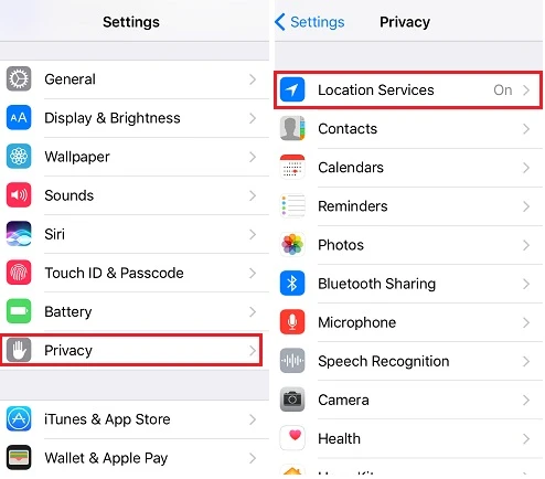 turn on iphone location services