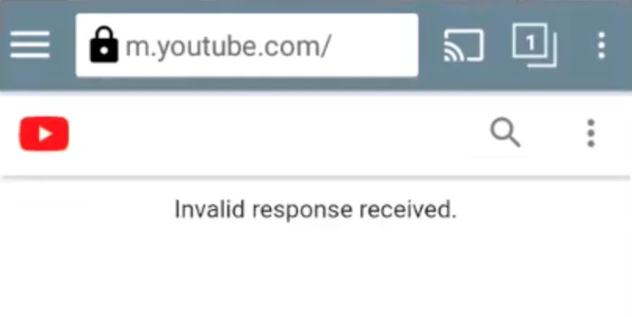 youtube invalid response received